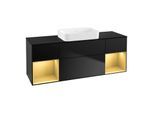 Villeroy und Boch Finion Waschtischunterschrank G742HFPD 160x60,3x50,1cm, Regale Gold matt lacquer, Black matt lacquer