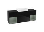 Villeroy und Boch Finion Waschtischunterschrank G742GMPH 160x60,3x50,1cm, Regale Olive matt lacquer, Glossy Black Lacquer