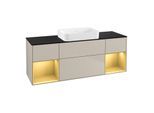 Villeroy und Boch Finion Waschtischunterschrank G742HFHH 160x60,3x50,1cm, Regale Gold matt lacquer, Sand Matt Lacquer