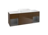 Villeroy und Boch Finion Waschtischunterschrank G741GKGN 160x60,3x50,1cm, Regale Anthracite matt lacquer, Walnut veneer