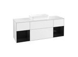Villeroy und Boch Finion Waschtischunterschrank F741PHGF 160x60,3x50,1cm, Regale Glossy black lacquer, Glossy white lacquer