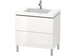 Duravit L-Cube Waschtisch-Unterschrank LC6937O2222 80 x 48 cm, 1 Hahnloch, weiß hochglanz, 2 Auszüge, bodenstehend