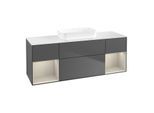 Villeroy und Boch Finion Waschtischunterschrank F741HHGK 160x60,3x50,1cm, Regale sand matt lacquer, Anthracite matt
