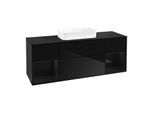 Villeroy und Boch Finion Waschtischunterschrank F742PHPH 160x60,3x50,1cm, Regale Glossy black lacquer, Glossy Black Lacquer