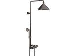 hansgrohe Axor Showerpipe 26020340 mit Thermostat, Kopfbrause 240 2jet, brushed black chrome
