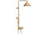 hansgrohe Axor Showerpipe 26020250 mit Thermostat, Kopfbrause 240 2jet, brushed gold optic