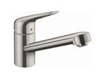 hansgrohe Focus M42 Küchenarmatur 100 1jet 71808800 schwenkbarer Auslauf 360°, edelstahl-optik