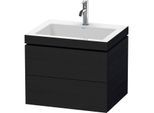 Duravit L-Cube Waschtisch-Unterschrank LC6926O1616 60 x48 cm, 1 Hahnloch, Eiche schwarz, 2 Schubkästen