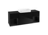 Villeroy und Boch Finion Waschtischunterschrank G742PDPH 160x60,3x50,1cm, Regale Black matt lacquer, Glossy Black Lacquer
