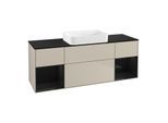 Villeroy und Boch Finion Waschtischunterschrank G742PHHH 160x60,3x50,1cm, Regale Glossy black lacquer, Sand Matt Lacquer