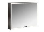 Emco prime Aufputz-Lichtspiegelschrank 949713562 800x700mm, 2-türig, schwarz/spiegel