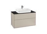 Villeroy und Boch Finion Waschtischunterschrank F35200HH 100x60,3cm, Abdeckplatte black matt, Sand Matt Lacquer