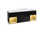 Villeroy und Boch Finion Waschtischunterschrank G331HFPH 160cm, Abdeckplatte white matt, Emotion, Regale Gold matt lacquer, Glossy Black Lacquer