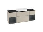 Villeroy und Boch Finion Waschtischunterschrank G332HGHH 160cm, Abdeckplatte black matt, Emotion, Regale Midnight matt lacquer, Sand Matt Lacquer