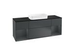 Villeroy und Boch Finion Waschtischunterschrank G332HGHG 160cm, Abdeckplatte black matt, Emotion, Regale Midnight matt lacquer, Midnight Blue Matt Lacquer