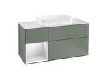 Villeroy und Boch Finion Waschtischunterschrank G291MTGM 120cm, Abdeckplatte white matt, Emotion, Regal links White matt lacquer, Olive Matt Lacquer