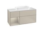 Villeroy und Boch Finion Waschtischunterschrank G291HHHH 120cm, Abdeckplatte white matt, Emotion, Regal links Sand Matt Lacquer, Sand Matt Lacquer