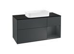 Villeroy und Boch Finion Waschtischunterschrank G302HGHG 120cm, Abdeckplatte black matt, Emotion, Regal rechts Midnight Blue Matt Lacquer, Midnight Blue Matt Lacquer
