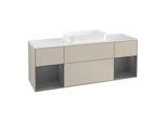 Villeroy und Boch Finion Waschtischunterschrank G331GKHH 160cm, Abdeckplatte white matt, Emotion, Regale Anthracite matt lacquer, Sand Matt Lacquer