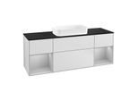 Villeroy und Boch Finion Waschtischunterschrank F332GJMT 160x60,3cm, Abdeckplatte black matt, Regale Light grey matt lacquer, White matt lacquer