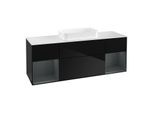 Villeroy und Boch Finion Waschtischunterschrank F331HGPH 160x60,3cm, Abdeckplatte white matt, Regale Midnight matt lacquer, Glossy Black Lacquer
