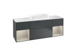 Villeroy und Boch Finion Waschtischunterschrank G331HHHG 160cm, Abdeckplatte white matt, Emotion, Regale sand matt lacquer, Midnight Blue Matt Lacquer