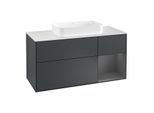 Villeroy und Boch Finion Waschtischunterschrank F301GKHG 120cm, Abdeckplatte white matt, Regal rechts Anthracite matt, Midnight Blue Matt Lacquer