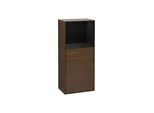 Villeroy und Boch Finion Seitenschrank F500PHGN 41,8x93,6x27cm, links, Regal oben Glossy Black, Walnut veneer