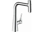 hansgrohe Metris Select Küchenarmatur 73817000 mit Ausziehbrause, 2jet, sBox, chrom