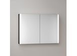 KEUCO Somaris Spiegelschrank mit Beleuchtung 14503372100 100 x 71 x 12,7 cm, schwarz matt, 2 Türen, Wandvorbau