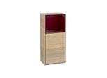 Villeroy und Boch Finion Seitenschrank F520HBPC 41,8cm, links, Ladestation, Regal Peony Matt Lacquer, Oak Veneer