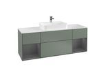 Villeroy und Boch Finion Waschtischunterschrank G451GKGM 160cm, Abdeckplatte white matt, Emotion, Regale Anthracite matt lacquer, Olive Matt Lacquer