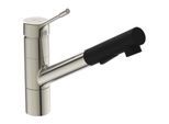 Ideal Standard CeraLook Küchenarmatur BC297GN Auslauf mittig angesetzt, herausziehbarer Handbrause, Ausladung 233 mm, Edelstahloptik