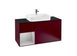 Villeroy und Boch Finion Waschtischunterschrank G412GJHB 120cm, Abdeckplatte black matt, Emotion, Regal links Light grey matt, Peony Matt