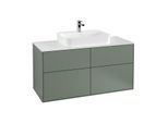 Villeroy und Boch Finion Waschtischunterschrank G38100GM 120x60,3cm, Emotion, Abdeckplatte white matt, Olive Matt Lacquer