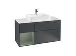 Villeroy und Boch Finion Waschtischunterschrank F411GMHG 120cm, Abdeckplatte white matt, Regal links Olive Matt Lacquer, Midnight Blue Matt Lacquer