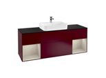 Villeroy und Boch Finion Waschtischunterschrank G452HHHB 160cm, Abdeckplatte black matt, Emotion, Regale sand matt lacquer, Peony Matt