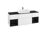 Villeroy und Boch Finion Waschtischunterschrank F452PHGF 160x60,3cm, Abdeckplatte black matt, Regale Glossy black lacquer, Glossy white lacquer
