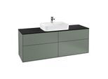 Villeroy und Boch Finion Waschtischunterschrank F44200GM 160x60,3cm, Abdeckplatte black matt, Olive Matt Lacquer