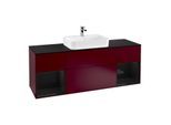 Villeroy und Boch Finion Waschtischunterschrank F452PHHB 160x60,3cm, Abdeckplatte black matt, Regale Glossy black lacquer, Peony Matt