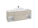 Villeroy und Boch Finion Waschtischunterschrank F451GJHH 160x60,3cm, Abdeckplatte white matt, Regale Light grey matt lacquer, Sand Matt Lacquer