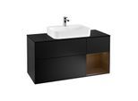 Villeroy und Boch Finion Waschtischunterschrank G422GNPD 120cm, Abdeckplatte black matt, Emotion, Regal rechts Walnut veneer, Black matt lacquer