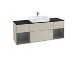 Villeroy und Boch Finion Waschtischunterschrank G452GKHH 160cm, Abdeckplatte black matt, Emotion, Regale Anthracite matt lacquer, Sand Matt Lacquer