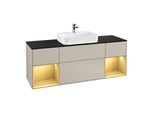 Villeroy und Boch Finion Waschtischunterschrank G452HFHH 160cm, Abdeckplatte black matt, Emotion, Regale Gold matt lacquer, Sand Matt Lacquer