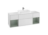 Villeroy und Boch Finion Waschtischunterschrank G451GMMT 160cm, Abdeckplatte white matt, Emotion, Regale Olive matt lacquer, White matt lacquer
