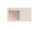 Villeroy und Boch Subway Style 50 Einbauspüle 335202FU links, mit Ablaufgarnitur, 900 x 510 mm, Excenterbetätigung, ivory CeramicPlus