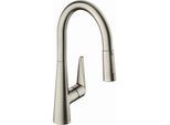 hansgrohe Talis M51 Küchenarmatur 72817800 mit Ausziehbrause, 2jet, 4,7 l/min, Edelstahl-optik