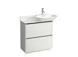 LAUFEN BASE für INO Waschtischunterschrank H4030041102601 77x77cm, 2 Schubladen, Griffleiste Aluminium schwarz, weiß matt