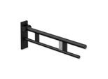 Hewi System 900 Stützklappgriff 900.50.17960DC Ausladung 700 mm, Edelstahl pulverbeschichtet schwarz tiefmatt, rechts, Funk-Spülauslösung