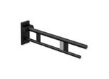 Hewi System 900 Stützklappgriff 900.50.12260DC Ausladung 700 mm, Edelstahl pulverbeschichtet schwarz tiefmatt, rechts, Funk-Spülauslösung
